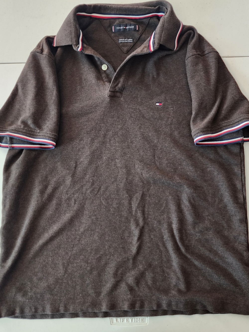 Tommy Hilfiger Men’s Dark Brown Polo with Signature Trim